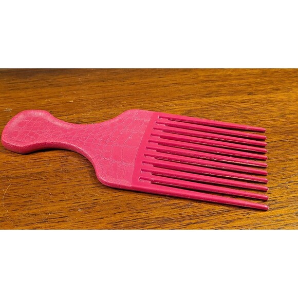 Vintage Goody Plastic Hair Pick Lift Comb Croc Textured RED 6.5" Made In USA - Picture 9 of 10